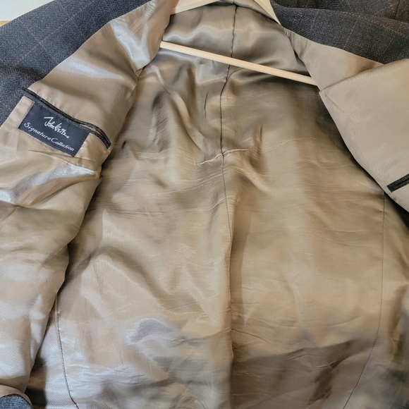 John Weitz Vintage Men's Wool Sport Coat Sz 48R Gray Plaid Three Button Lined - Picture 10 of 12